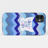 Crazy Cat Lady - Blue Chevron Waves Case-Mate iPhone Case (Achterkant (horizontaal))