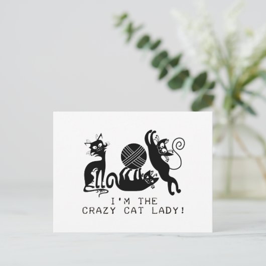 Crazy Cat Lady Briefkaart (Staand voorkant)