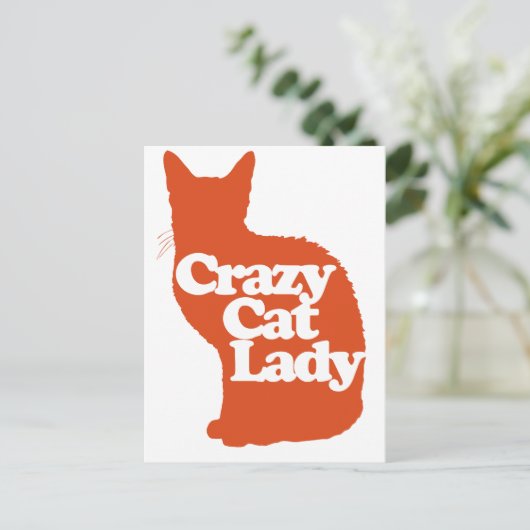 Crazy cat lady briefkaart (Staand voorkant)