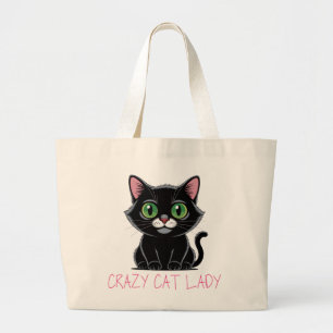 Crazy Cat Lady Cadeau Kawaii Kitten Kitty Moeder  Grote Tote Bag