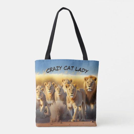 Crazy Cat Lady Canvas tas Pas Tekst & Afbeeldingen (Achterkant)