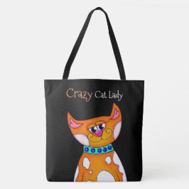 Crazy Cat Lady Cartoon Cat Canvas tas