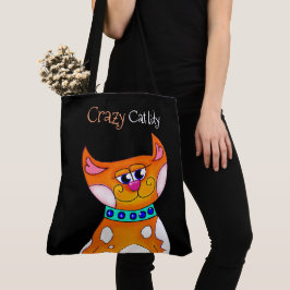 Crazy Cat Lady Cartoon Cat Canvas tas