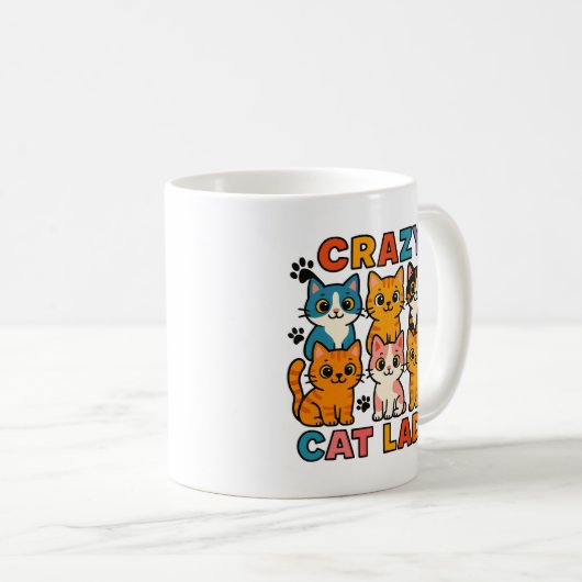 Crazy Cat Lady Cat Stack  Koffiemok (Voorkant rechts)