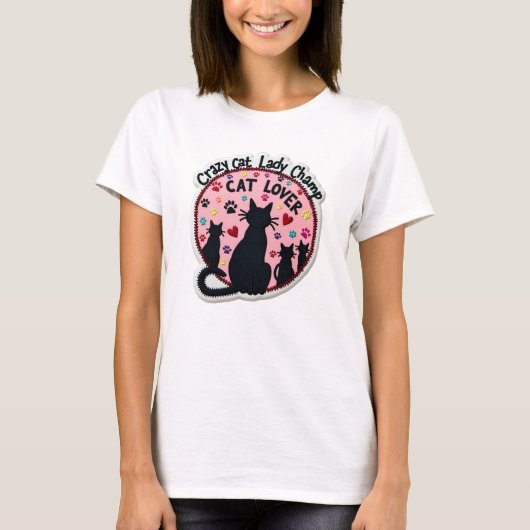 Crazy Cat Lady Champ T-shirt (Voorkant)