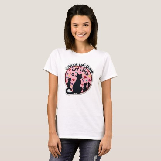 Crazy Cat Lady Champ T-shirt (Voorkant volledig)