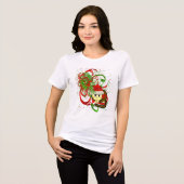 CRAZY Cat Lady Christmas Cat's Meow Tri-Blend Shirt (Voorkant volledig)