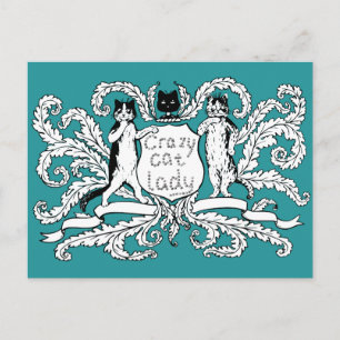 Crazy Cat lady Coat of Arms Briefkaart