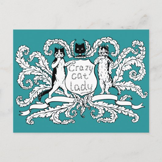 Crazy Cat lady Coat of Arms Briefkaart (Voorkant)