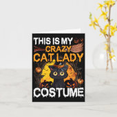 Crazy Cat Lady Costume Black Cat Funny Halloween D Kaart (Gele Bloem)