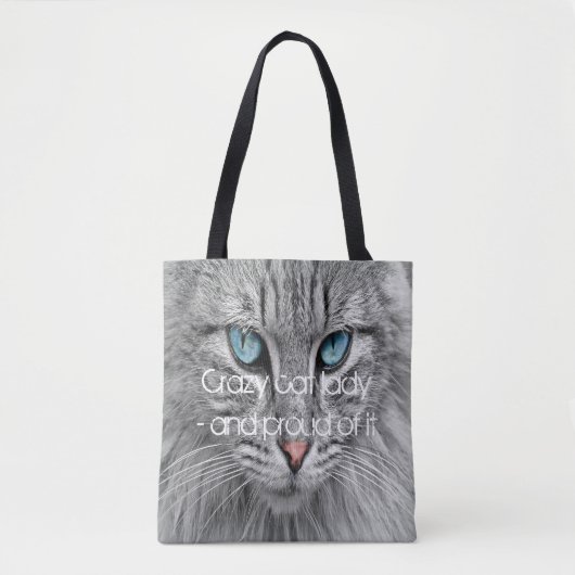Crazy cat lady custom family pet foto canvas tas (Voorkant)