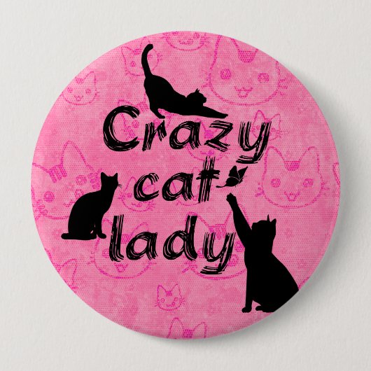 Crazy Cat Lady Cute Cats Achtergrond Button (Voorkant)