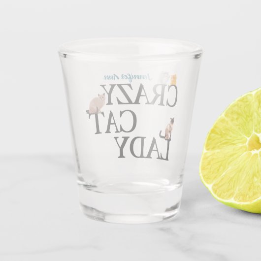 Crazy Cat Lady Cute Custom Shot Glas (Achterkant)