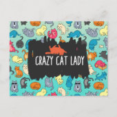 Crazy Cat Lady Cute en Playful Cat Pattern Briefkaart (Voorkant)