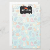 Crazy Cat Lady Cute en Playful Cat Pattern Briefpapier (Voorkant / Achterkant)