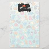 Crazy Cat Lady Cute en Playful Cat Pattern Briefpapier (Voorkant)