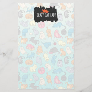 Crazy Cat Lady Cute en Playful Cat Pattern Briefpapier