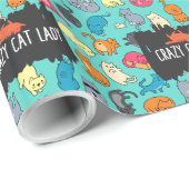 Crazy Cat Lady Cute en Playful Cat Pattern Cadeaupapier (Rol Hoek)
