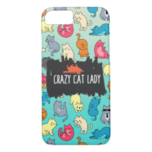 Crazy Cat Lady Cute en Playful Cat Pattern Case-Mate iPhone Case