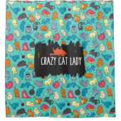 Crazy Cat Lady Cute en Playful Cat Pattern Douchegordijn (Voorkant)