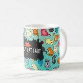 Crazy Cat Lady Cute en Playful Cat Pattern Koffiemok (Voorkant rechts)