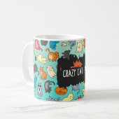 Crazy Cat Lady Cute en Playful Cat Pattern Koffiemok (Voorkant links)