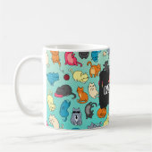 Crazy Cat Lady Cute en Playful Cat Pattern Koffiemok (Links)