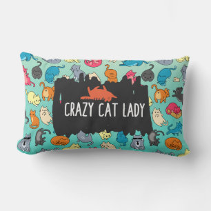 Crazy Cat Lady Cute en Playful Cat Pattern Kussen