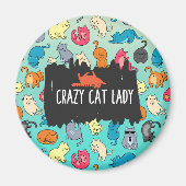 Crazy Cat Lady Cute en Playful Cat Pattern Magneet (Voorkant)