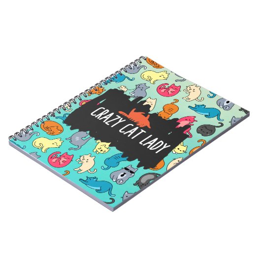 Crazy Cat Lady Cute en Playful Cat Pattern Notitieboek (Linkerzijde)