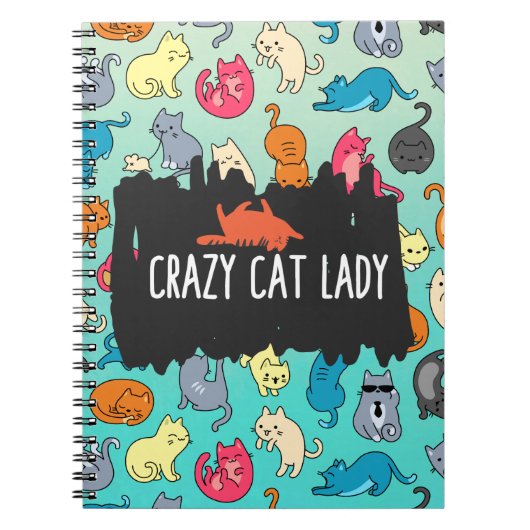Crazy Cat Lady Cute en Playful Cat Pattern Notitieboek (Voorkant)