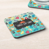 Crazy Cat Lady Cute en Playful Cat Pattern Onderzetter (Linkerzijde)