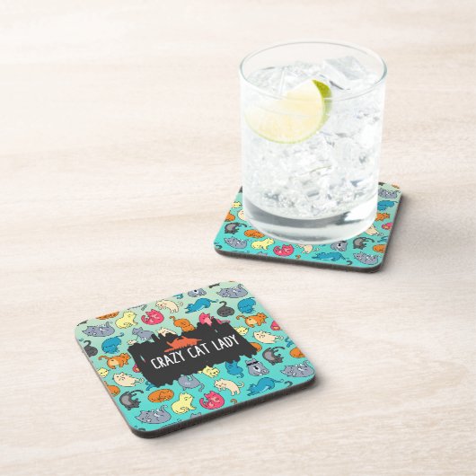 Crazy Cat Lady Cute en Playful Cat Pattern Onderzetter (Rechterzijde)