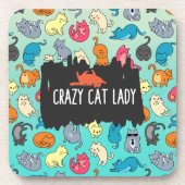 Crazy Cat Lady Cute en Playful Cat Pattern Onderzetter (Voorkant)