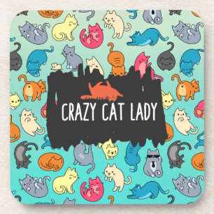 Crazy Cat Lady Cute en Playful Cat Pattern Onderzetter
