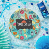 Crazy Cat Lady Cute en Playful Cat Pattern Papieren Bordje (Feest)