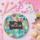 Crazy Cat Lady Cute en Playful Cat Pattern Papieren Bordje (Feest)