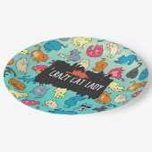 Crazy Cat Lady Cute en Playful Cat Pattern Papieren Bordje (Gekanteld)