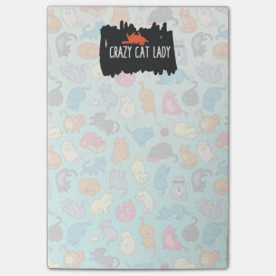 Crazy Cat Lady Cute en Playful Cat Pattern Post-it® Notes