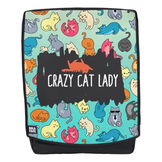 Crazy Cat Lady Cute en Playful Cat Pattern Rugtassen (Voorkant)