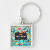 Crazy Cat Lady Cute en Playful Cat Pattern Sleutelhanger (Voorkant)