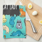 Crazy Cat Lady Cute en Playful Cat Pattern Theedoek (Quarter Fold)