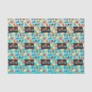 Crazy Cat Lady Cute en Playful Cat Pattern Tissuepapier