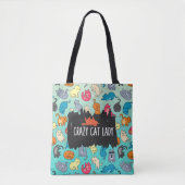 Crazy Cat Lady Cute en Playful Cat Pattern Tote Bag (Voorkant)