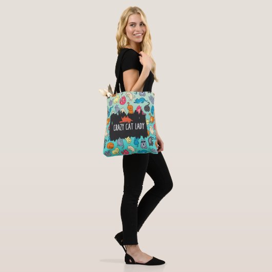 Crazy Cat Lady Cute en Playful Cat Pattern Tote Bag (Op model)