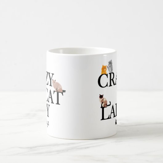 Crazy Cat Lady Cute Monogram Koffiemok (Center)