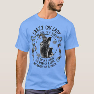 Crazy Cat Lady De sol van de heks de brand van T-shirt