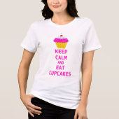 Crazy Cat Lady eet taarten Houd kalm Eet cupcakes Tri-Blend Shirt (Voorkant)