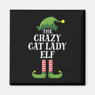 Crazy Cat Lady Elf Matching Family Kerstmis Magneet