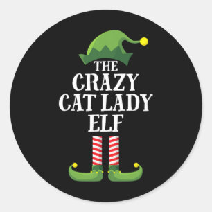 Crazy Cat Lady Elf Matching Family Kerstmis Ronde Sticker